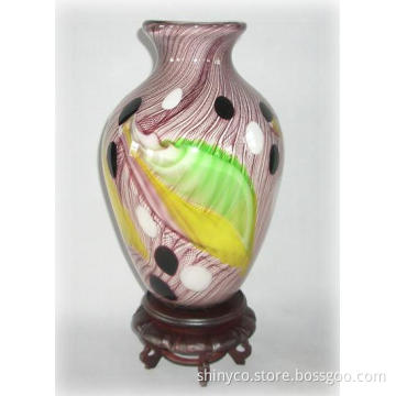 Glass Vase W/Feathered Pattern